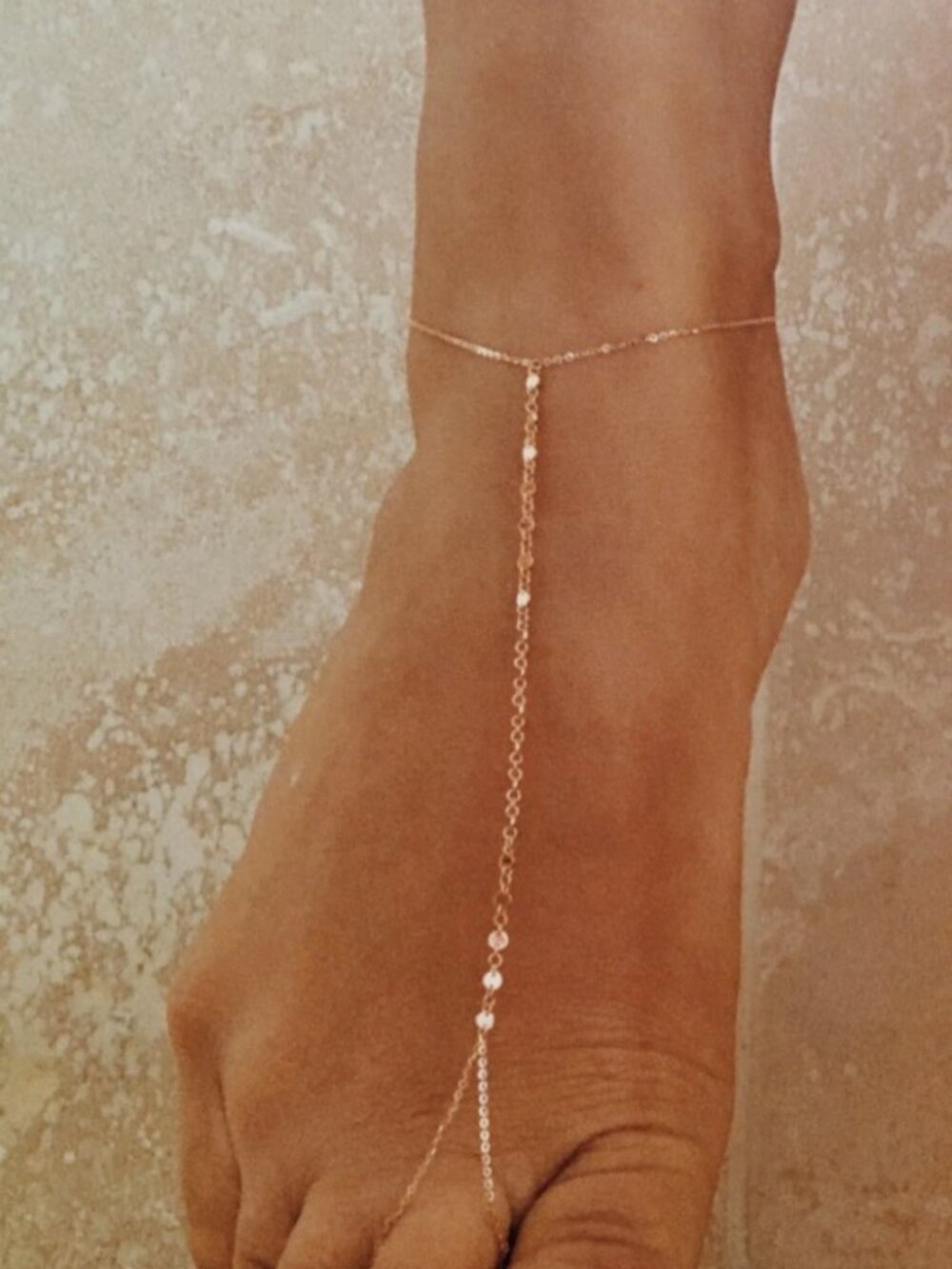 14k Rose Gold Foot Jewelry with Gold Disc Accents - 10" + 2" Extension